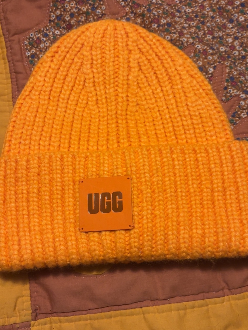 UGG adults bright mustard colored Ribbed Beanie